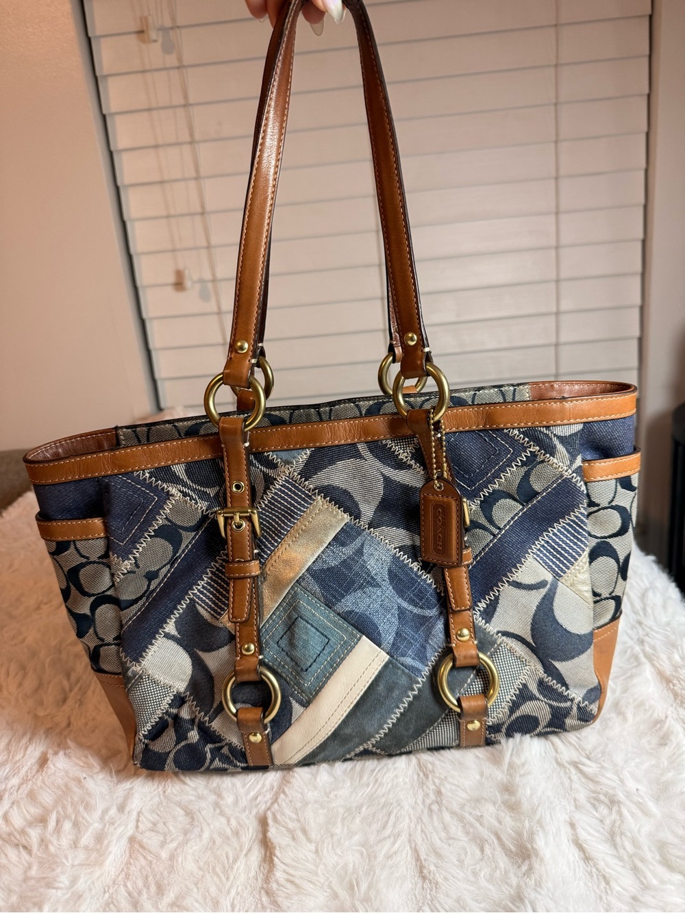 Coach Denim Patchwork Signature Tote